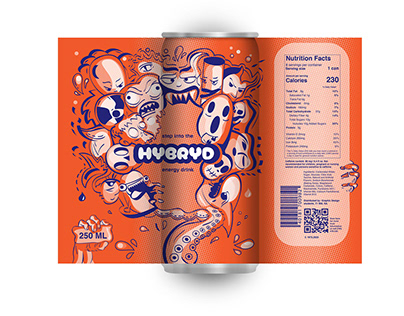 Hybryd energy drink label design