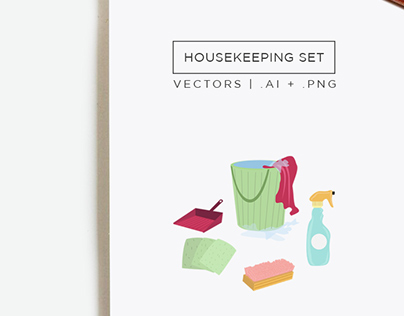 Housekeeping Illustrations Vectors Set