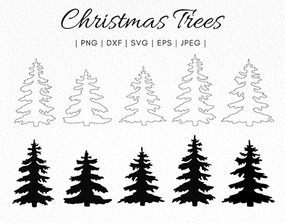 Pine Trees SVG, Christmas Trees black Silhouettes svg