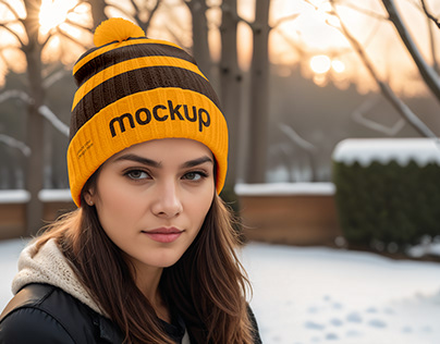 Free Winter Hat Mockup. AI Generated
