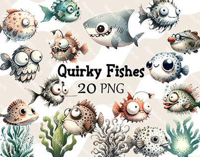 Quirky Fishes Clipart