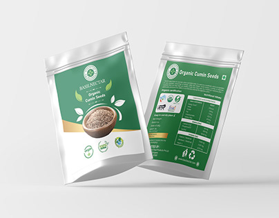 Basilnectar - Organic Cumin Seeds Packaging Design