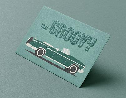 Business card for cab in retro style