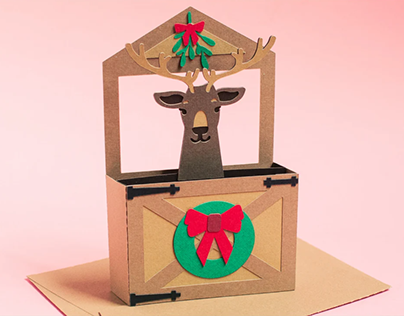 Christmas Reindeer Stall Box Card