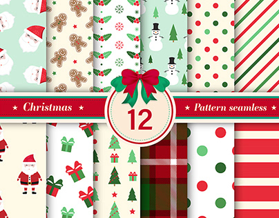 Merry Christmas pattern seamless collection.