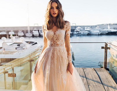 A line lace bridal gown