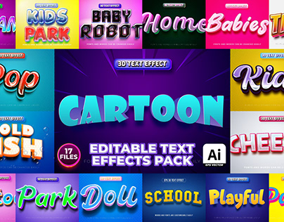 Cartoon Kids Theme 3D Text Effect Styles