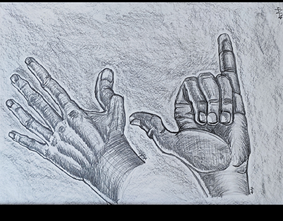 Free hand sketch..
Pencil drawing
hand gestures.