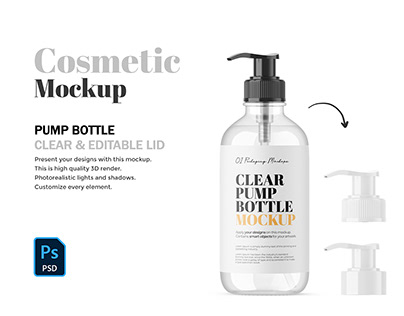Clear Pump Bottle - PSD Mockup