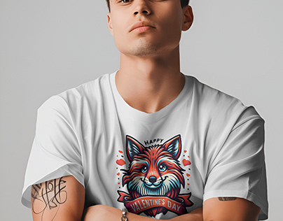 Fox valentine design t-shirt mockup