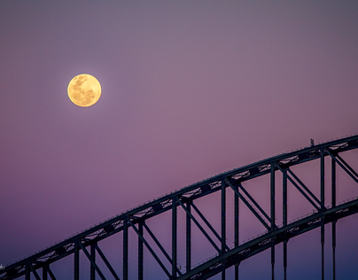 Moon Rising over Sydney Harbour Bridge