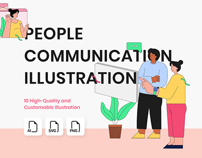 Editable People Communication Illustrations
