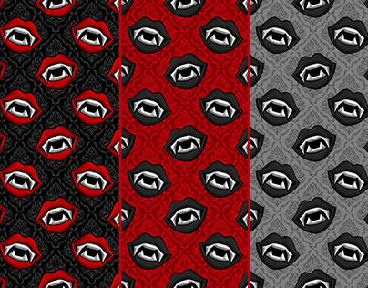 3 Vampire Fang Patterns | Victorian Backgrounds