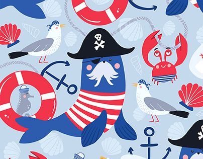 Pirates Ahoy! vector pattern collection
