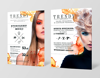 Flyers and business-cards for Trendy Hair Studio