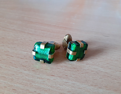 Handmade cufflinks with glass jewels