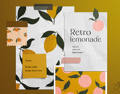 Retro lemonade Fruit patterns
