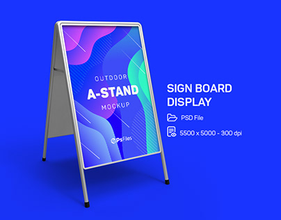 Free PSD A Stand Display Board Mockup