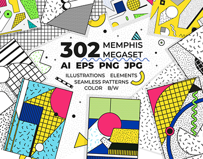 302 illustrations+elements+patterns+FREE