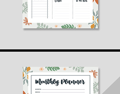 Weekly and Monthly Planner Layout with Illustrative