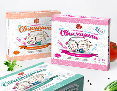 The concept of packaging dumplings "Obnimashki"