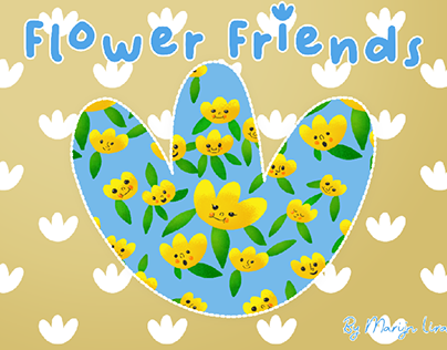 Flower friends - a cute retro inspired surface pattern