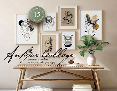 Antique Collage. 15 Premade Posters