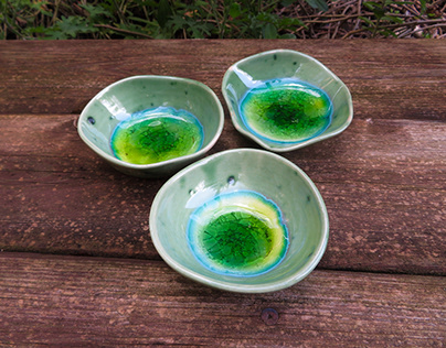 Ceramic bowls glazed with colored glass (COPY)