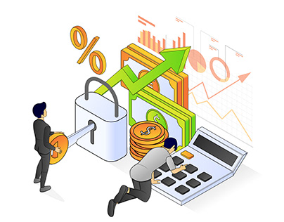 Accounting illustration isometric style
