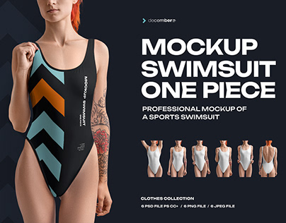 Mockup of a One Piece Sport Swimsuit +1 Free