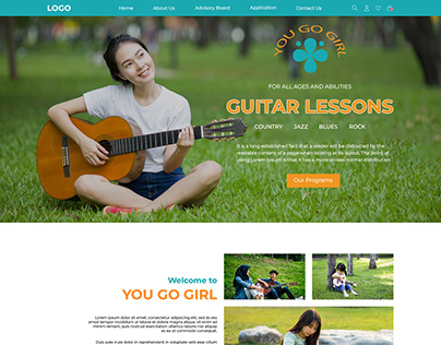 Guitar Lessons Web Design Landing Page Template.