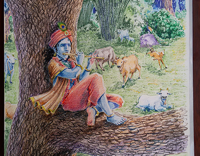 Sri Krishna - Color Pencil Drawing