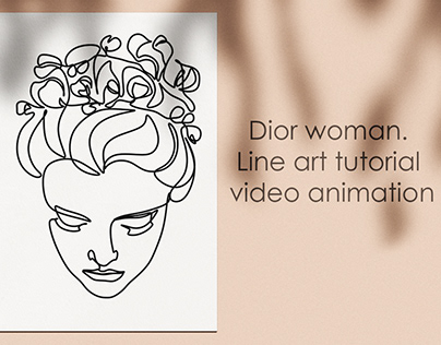 Dior woman. Line art tutorial video animation
