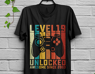 Level 19 unlocked awesome since 2003 T-shirt Design