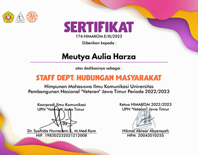 Organizational and Volunteer Certificate