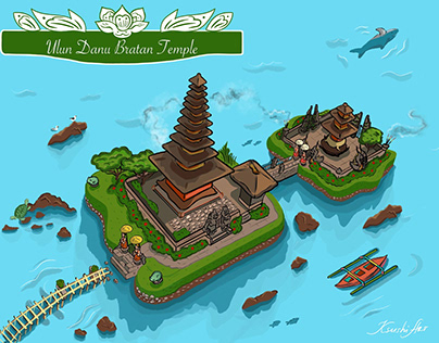 Bali temple illustration