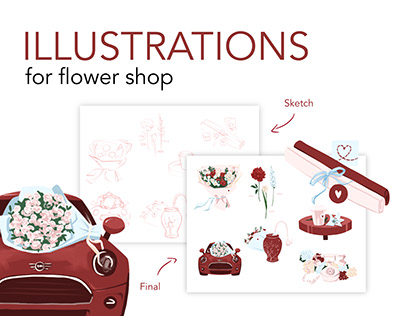 Illustrations for flower shop | stickers, highlights