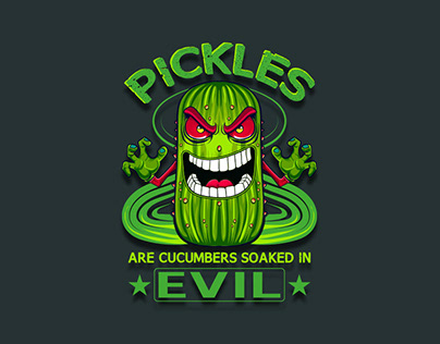 angry Pickle character t-shirt design.