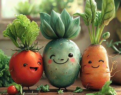 Vegetables , heros , cartoon style