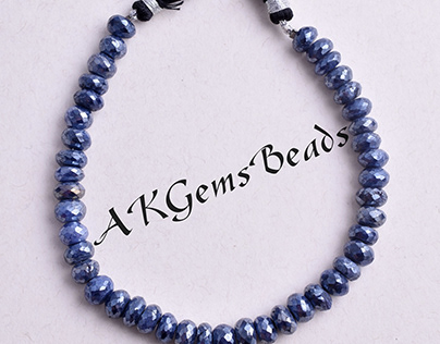 Dark Blue Moonstone Coated Rondelle Silverite Beads