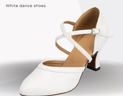 White closed toe dance shoes for ballroom latin dancing