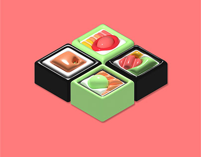 3D Sushi Illustration: Savory Design Exhibition