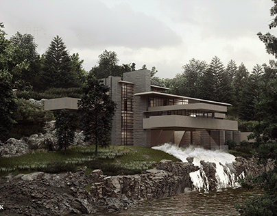 Fallingwater house - Frank Lloyd Wright visualization