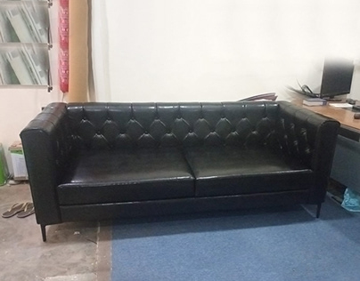 Back Tufted Leather Sofa Twister