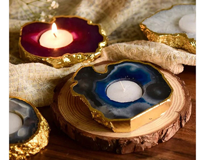 Agate Gemstone Tealight Candle Holder