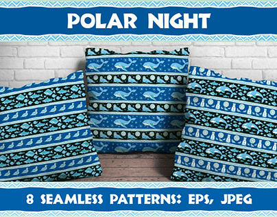Polar night. Seamless patterns in ethnic style