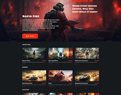 Design for an online video game store website