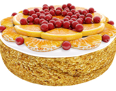 Cake With Tangerines and Cranberries