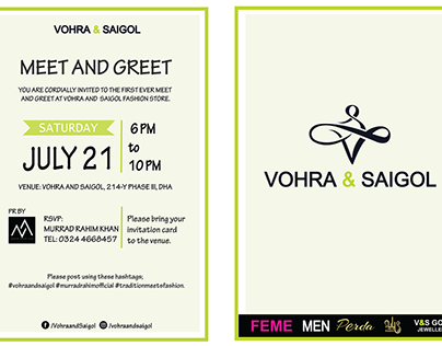 Invite card for Vohra and Saigol