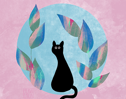 Black Cat, Colourful World - Illustration